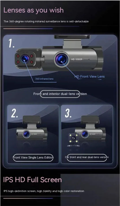 Dual-Lens HD 316-Inch Car Driving Recorder